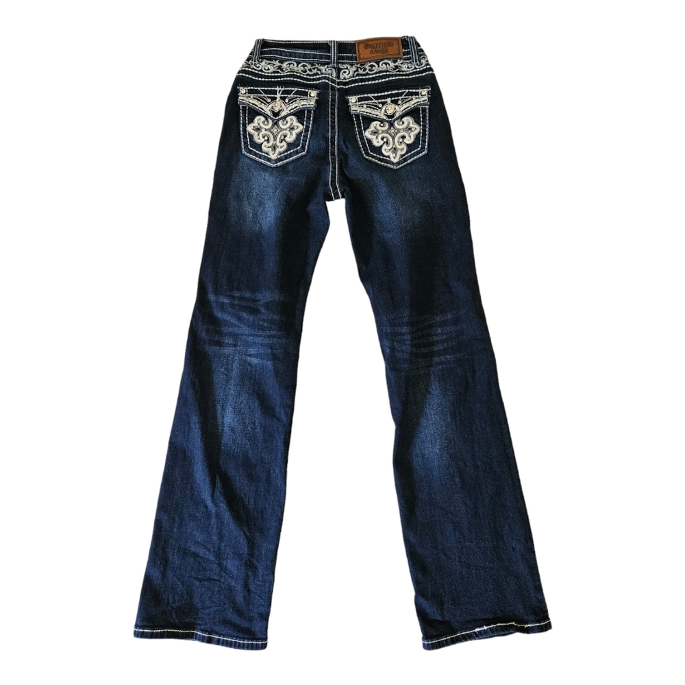 Westfield Eagle Women's Jeans Size 5 Embellished Flap Pockets Western Ro…